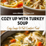 Bowl of Leftover Turkey Noodle Soup with noodles, turkey pieces, and vegetables in warm broth